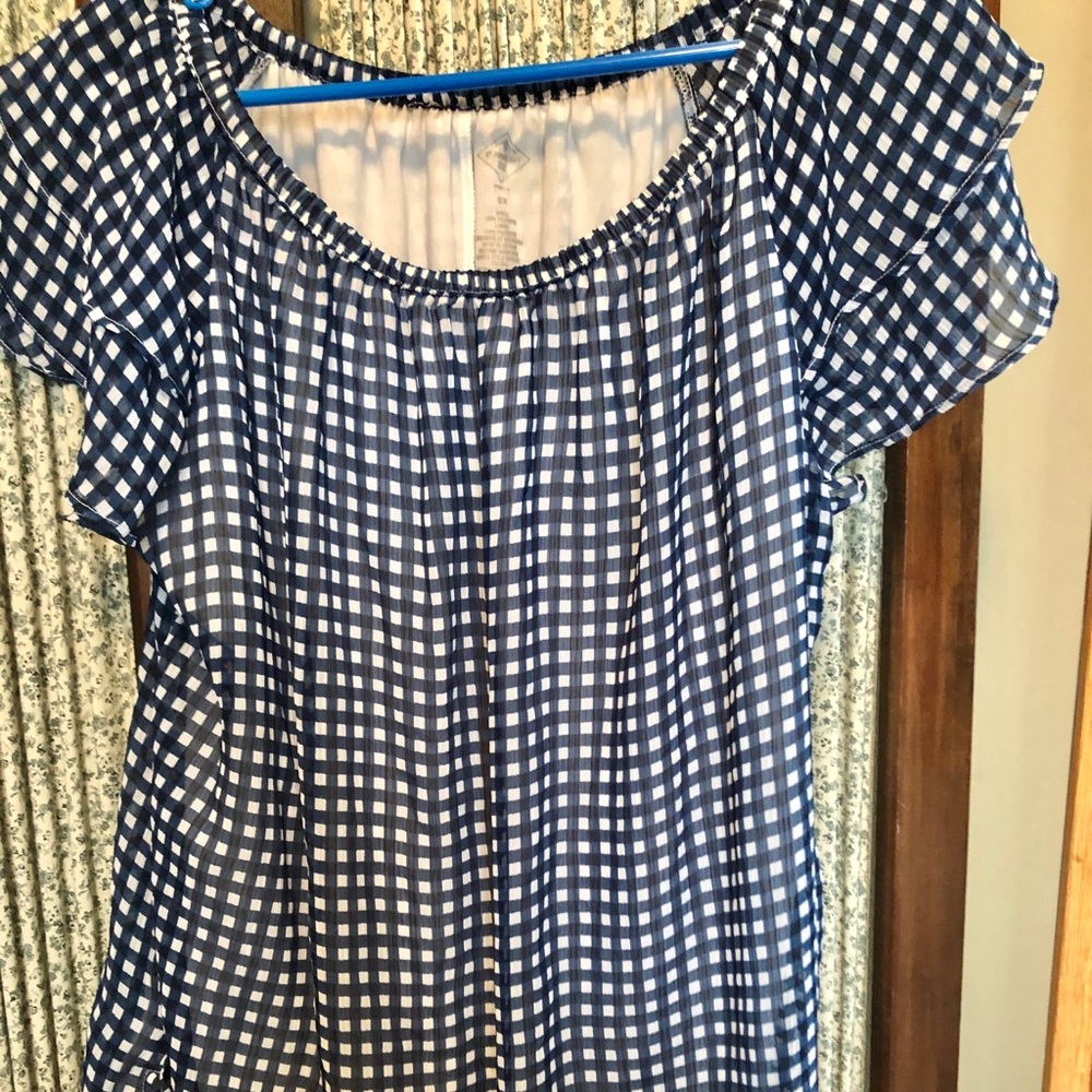 Gingham Blue/White Top